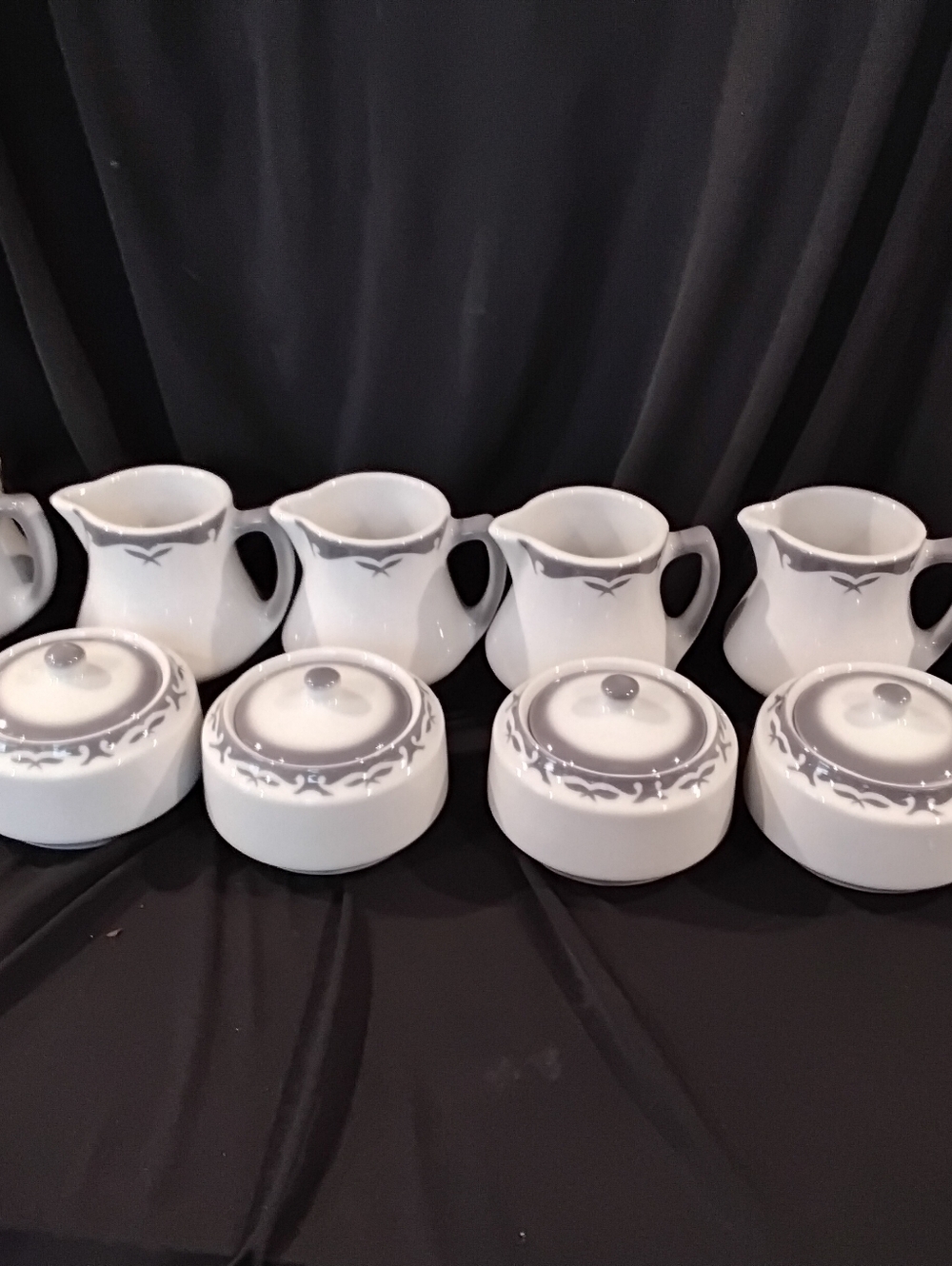 Lot Of 6 Vintage Jackson China restaurant ware grey/white creamer And Sugar Bowl